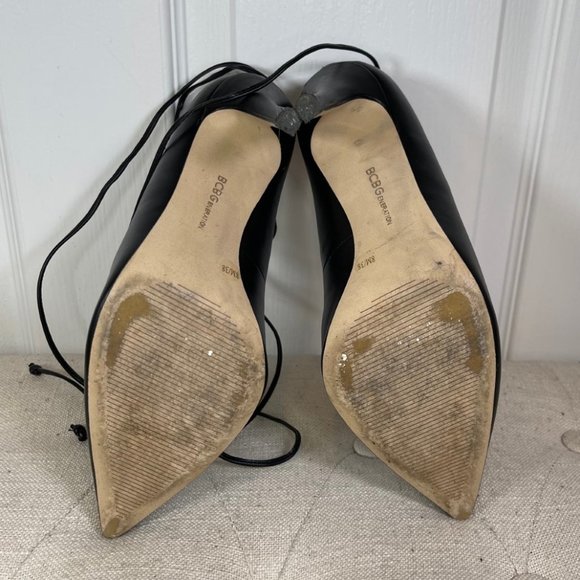 BCBGeneration Black Tully Lace-Up Pump Pointed Toe Stiletto's - 8 - Picture 11 of 13